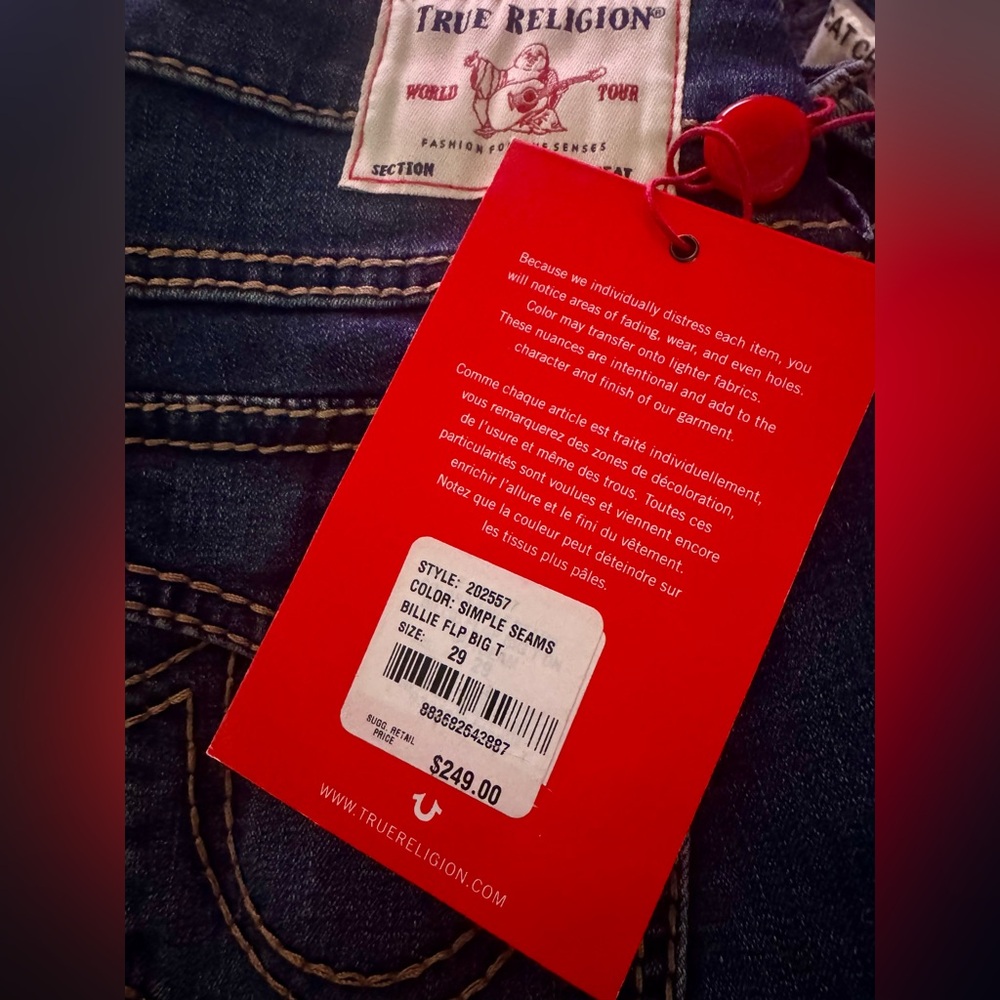 True Religion BECCA MID RISE BIG T BOOTCUT JEAN Size 29 - BRAND NEW WITH TAG - Picture 6 of 8